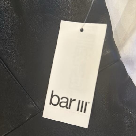 Bar III Sleek Faux Leather Sleeveless Peplum Top, Zipper Back XS, NWT - Picture 7 of 7